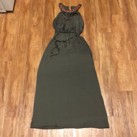 Jodi Kristopher Army Green Maxi Dress Size Small - Picture 2 of 9